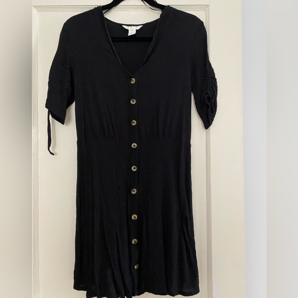 H&M Black Button Mini Dress